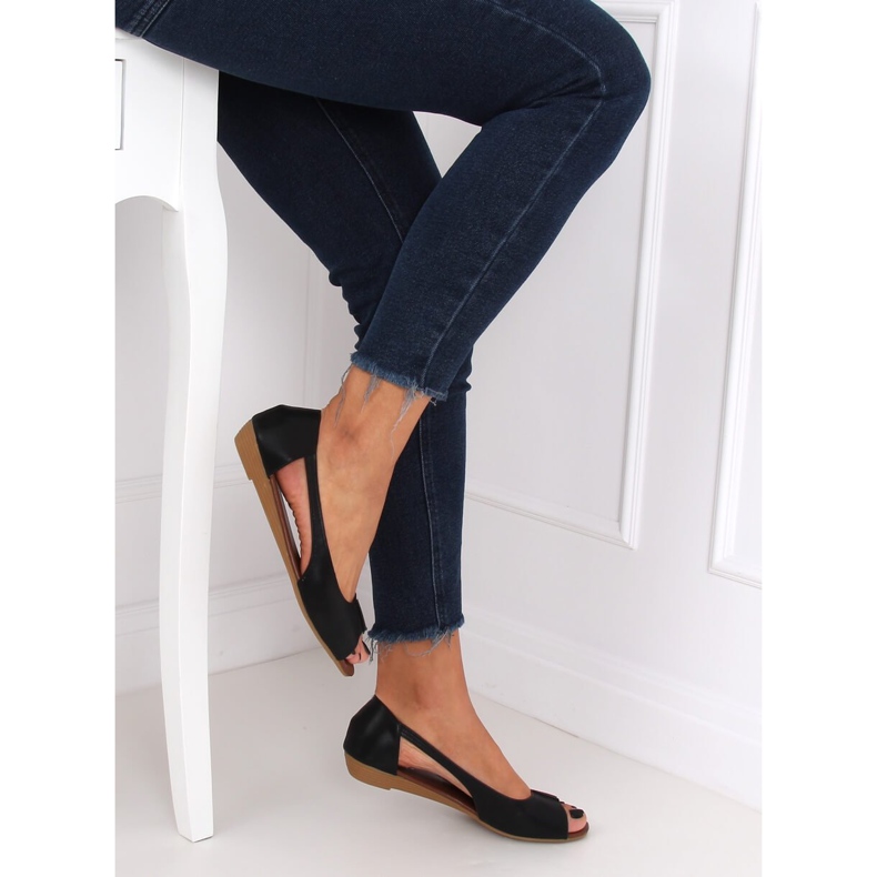 Schwarz NH-23P Schwarze Ballerinas freigelegt 1