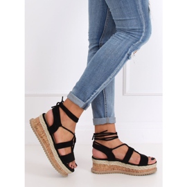 Schwarze Espadrilles-Sandalen JH116 Schwarz 2