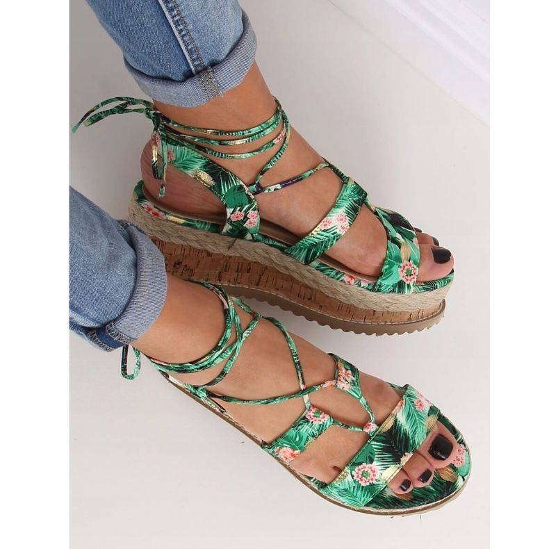 Grüne Espadrilles-Sandalen JH116 Flower Green 2