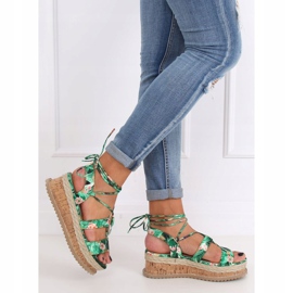 Grüne Espadrilles-Sandalen JH116 Flower Green 1