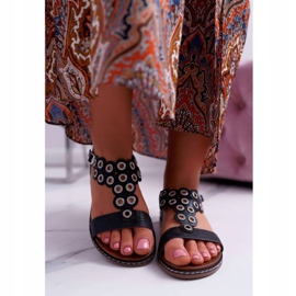 Damen Sandalen Flach Sergio Leone SK012 Schwarz Livian 2