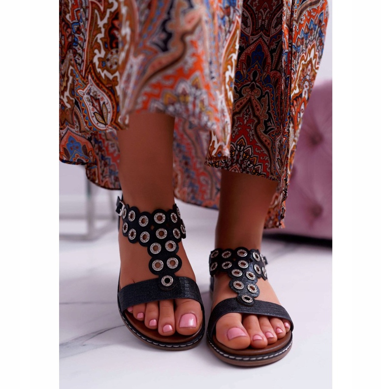 Damen Sandalen Flach Sergio Leone SK012 Schwarz Livian 2