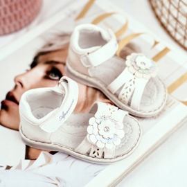 Apawwa Kindersandalen mit Klettverschluss Flower White Mino weiß mehrfarbig gelb 2