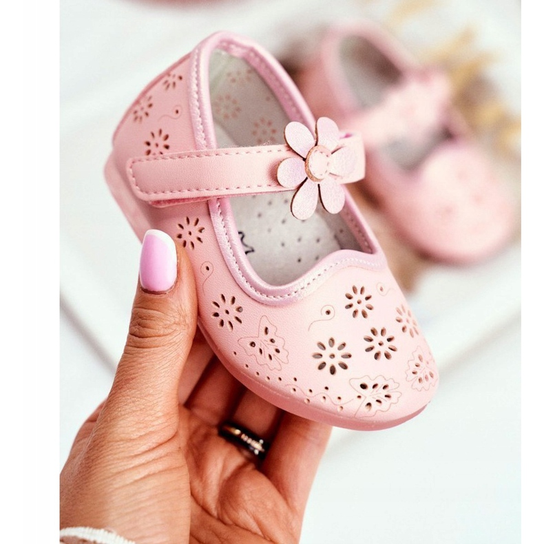 Apawwa Kinderballerinas auf Klettverschluss Blume Pink Flored rosa 1