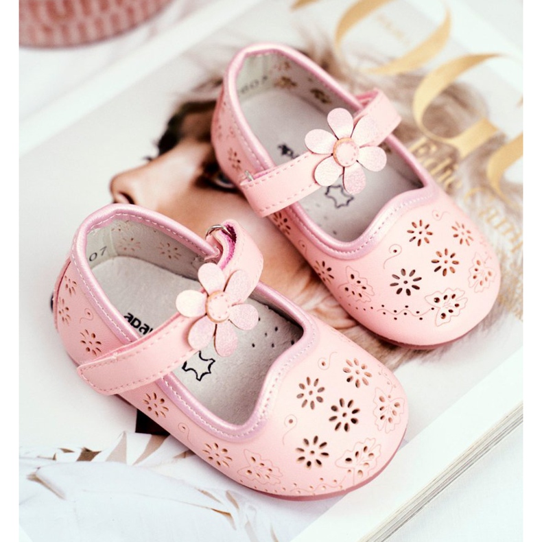 Apawwa Kinderballerinas auf Klettverschluss Blume Pink Flored rosa 2