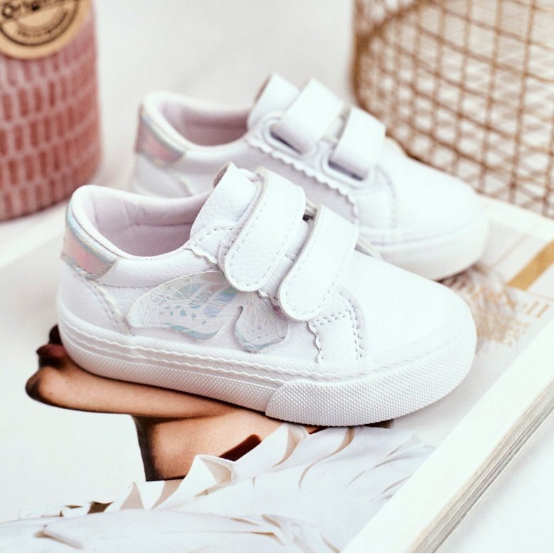 Apawwa Kinder Sneaker Weiß Schmetterling Klettverschluss Dusmo 2