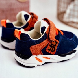 Apawwa Sport Kinderschuhe mit Klettverschluss Marineblau Jonaba orange 1