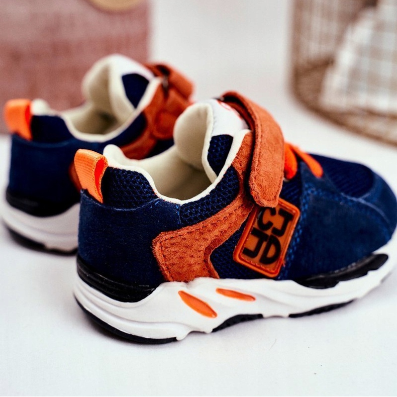 Apawwa Sport Kinderschuhe mit Klettverschluss Marineblau Jonaba orange 1