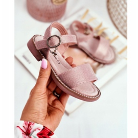 Apawwa Kindersandalen mit Klettverschluss Rosa Verdener Brokat 1