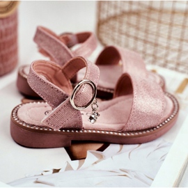Apawwa Kindersandalen mit Klettverschluss Rosa Verdener Brokat 2