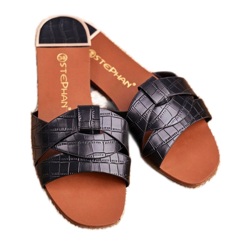 Damen Hausschuhe Schlangenhaut Schwarz Chance 1