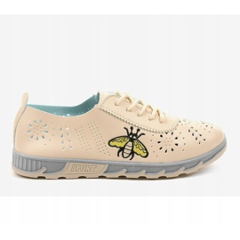 Beige durchbrochene Sneakers mit dem Aufdruck JH81171-2 2