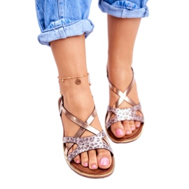 S.Barski Flache Sandalen für Damen Champagner Barski Lomba braun gelb 2