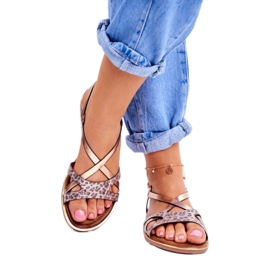 S.Barski Flache Sandalen für Damen Champagner Barski Lomba braun gelb 4