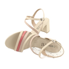 Caprice Damen-Ledersandalen, Goldbeige 4