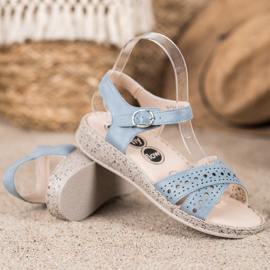 SHELOVET Bequeme Sandalen auf der Plattform blau 2