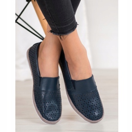 Evento Durchbrochene Lederslipper blau 1