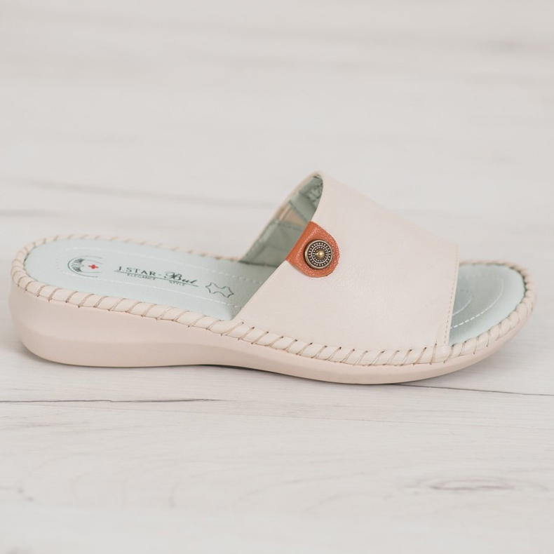 J. Star Lässige Hausschuhe aus Öko-Leder beige 2