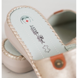 J. Star Lässige Hausschuhe aus Öko-Leder golden 1