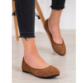 Diamantique Klassische Ballerina mit Kristallen braun 2