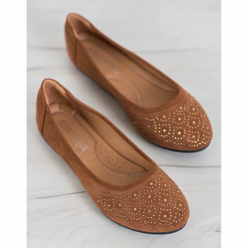 Diamantique Klassische Ballerina mit Kristallen braun 1