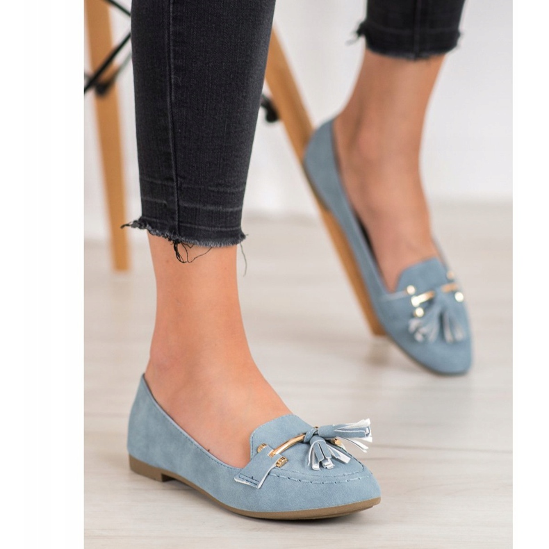 Nio Nio Elegante Slipper mit Fransen blau 2