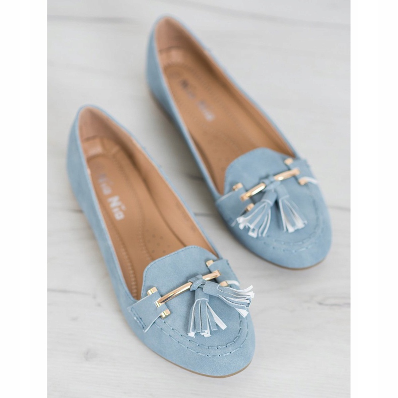 Nio Nio Elegante Slipper mit Fransen blau 1