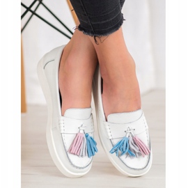 Loafer mit bunten VINCEZA Fransen weiß 1