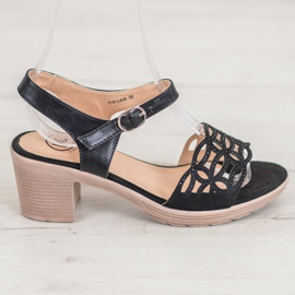 Kylie Bequeme Sandalen an einem dicken Pfosten schwarz 2