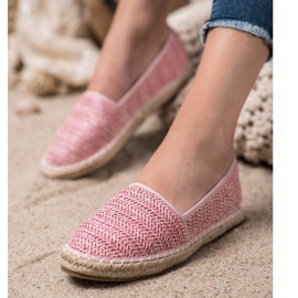 SHELOVET Geflochtene rosa Espadrilles 2