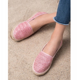 SHELOVET Geflochtene rosa Espadrilles 1