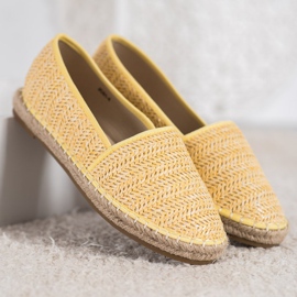SHELOVET Geflochtene gelbe Espadrilles 2