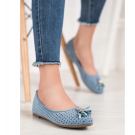 Durchbrochene Ballerinas aus Wildleder VINCEZA blau 1