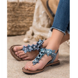 Evento Flip-Flops Sandalen mit Blumen blau 2