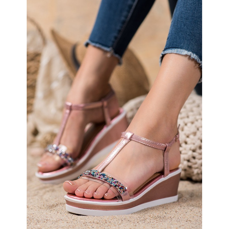 SHELOVET Stylische Wedges mit Öko-Leder rosa 1