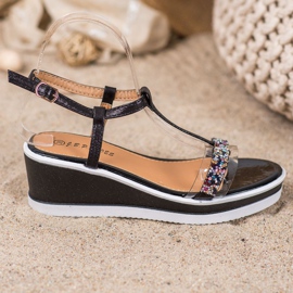 SHELOVET Stylische Wedges mit Öko-Leder schwarz 2