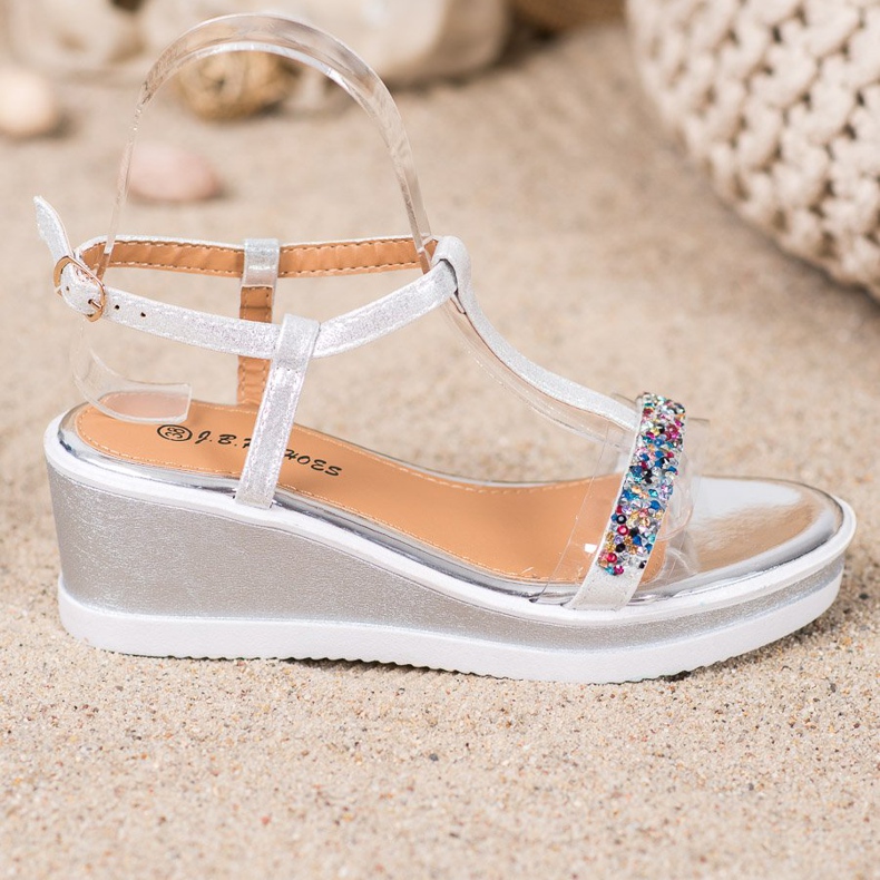 SHELOVET Stylische Wedges mit Öko-Leder grau 2