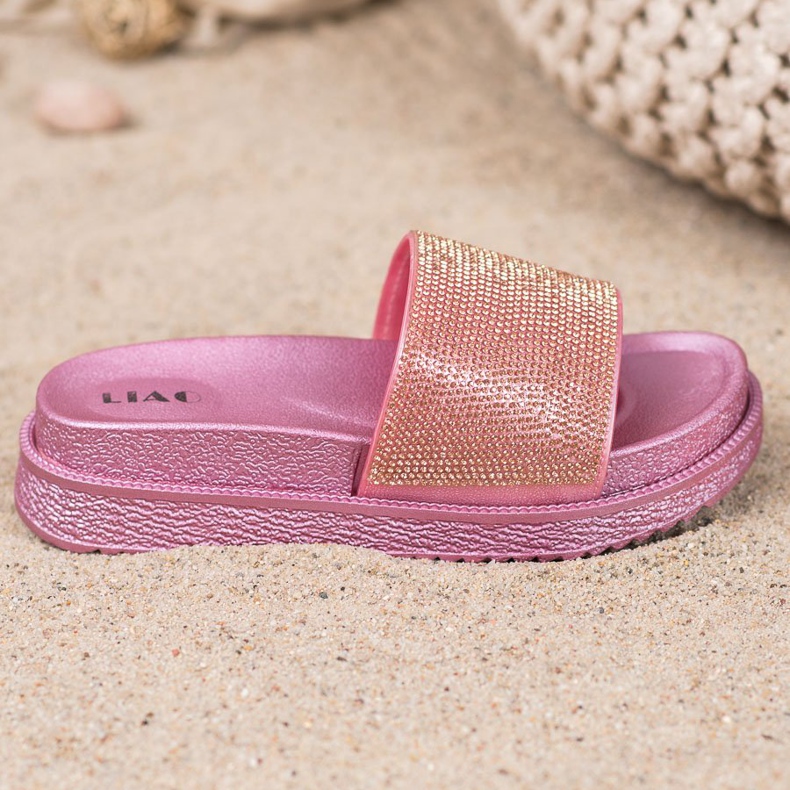 SHELOVET Hausschuhe auf einer hohen Plattform rosa 2