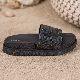 SHELOVET Hausschuhe auf einer hohen Plattform schwarz 2