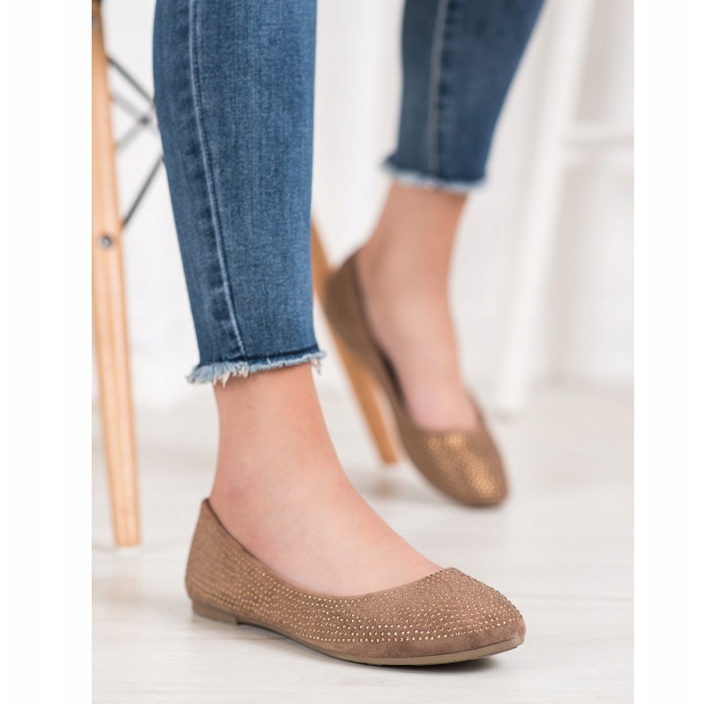 Diamantique Ballerinas aus Wildleder mit Kristallen braun 2