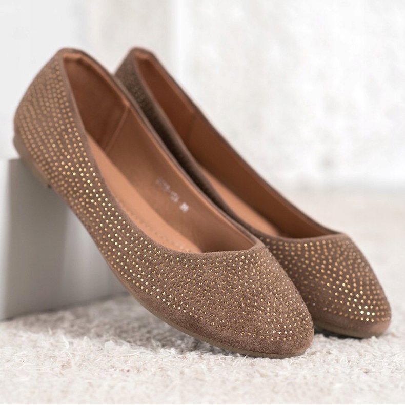 Diamantique Ballerinas aus Wildleder mit Kristallen braun 1