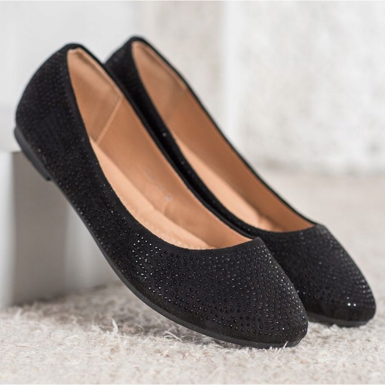 Diamantique Ballerinas aus Wildleder mit Kristallen schwarz 2