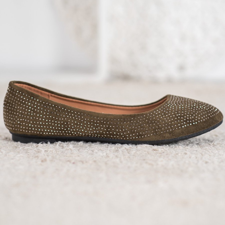 Diamantique Ballerinas aus Wildleder mit Kristallen grün 2