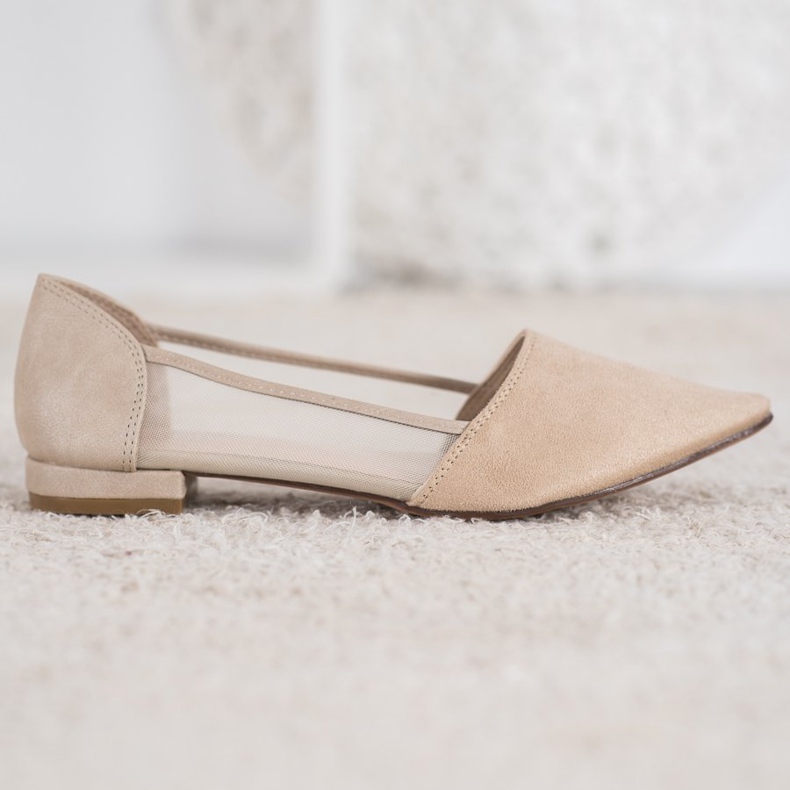 Evento Beige Ballerinas mit Netzstoff 2