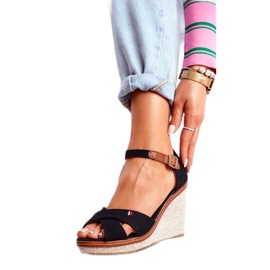 SEA Damen Sandalen mit Keilabsatz Schwarz LaMane braun 1