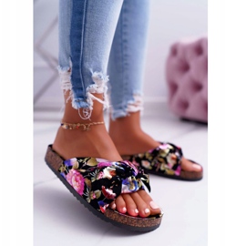 SEA Schwarze Hausschuhe für Damen auf Korkblumen Wendy's Bow mehrfarbig 1