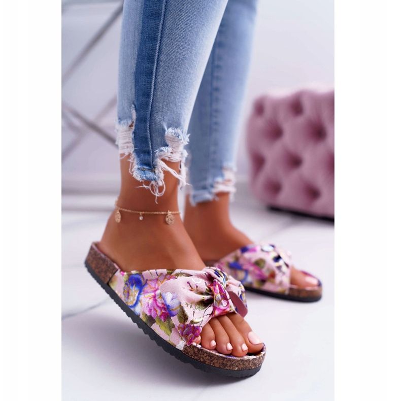 PS1 Rosa Hausschuhe für Damen auf der Cork Flowers Wendy's Bow mehrfarbig 1