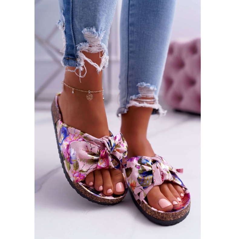 PS1 Rosa Hausschuhe für Damen auf der Cork Flowers Wendy's Bow mehrfarbig 2