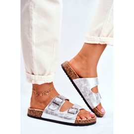 EVE Damenhausschuhe mit Schnallen Silber Vivio grau 2