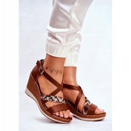 Damen Sandalen On Wedge Sergio Leone Braun SK309 1